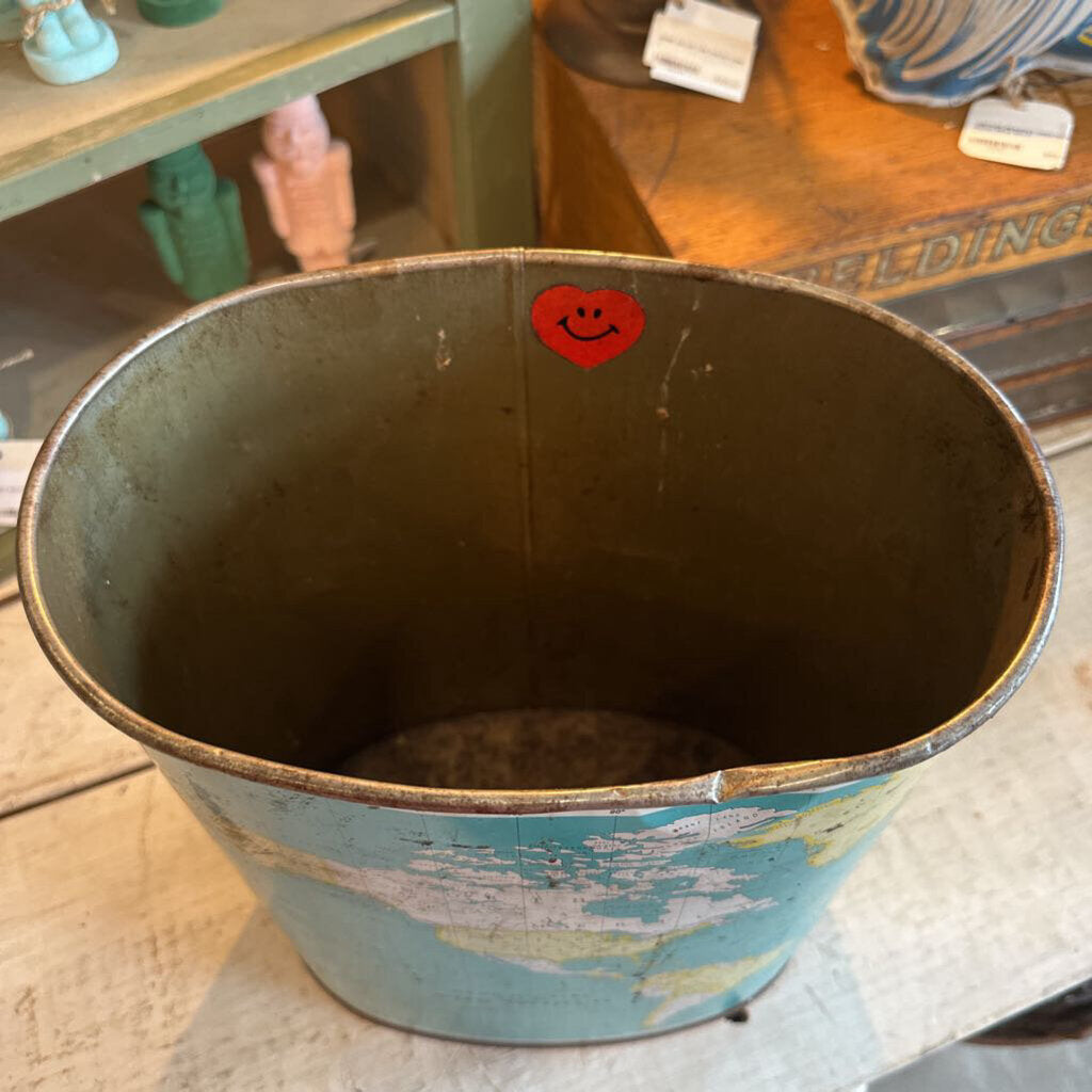 VINTAGE RAND MCNALLY MAP TRASH CAN