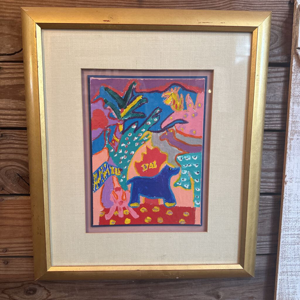 FRAMED ABSTRACT PAINTING ON CANVAS