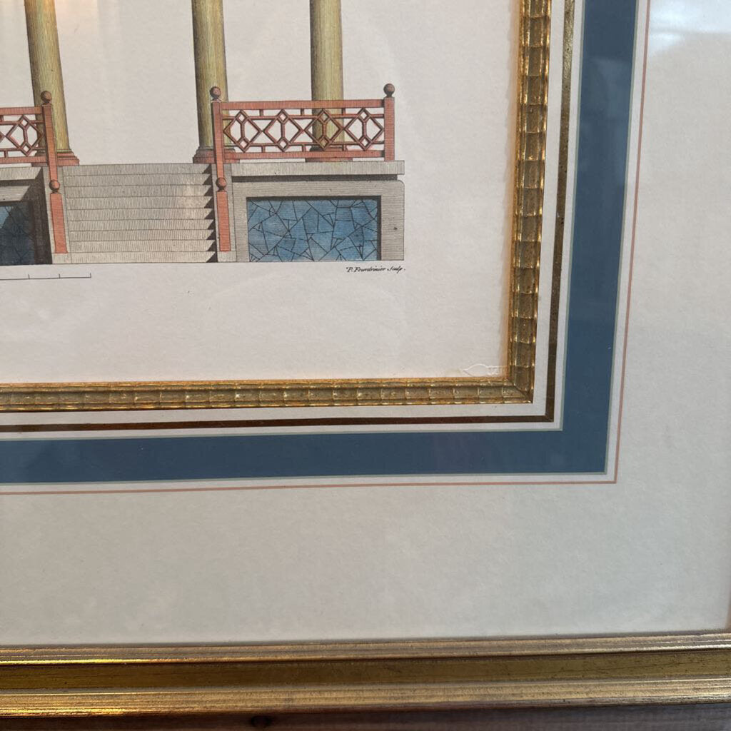 HAND TINTED ARCHITECTURAL ENGRAVING BY PETER FOURDRINIER