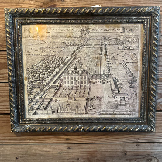 FRAMED ANTIQUE PRINT "MOUNT MORRIS THE SEAT OF MORRIS DRAKE MORRIS, ESQ"
