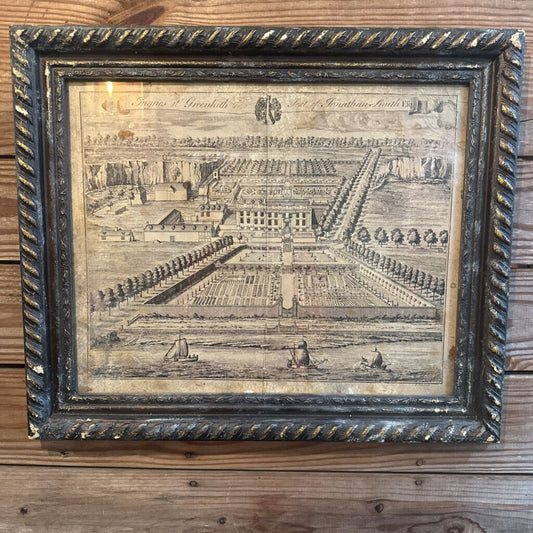 FRAMED ANTIQUE PRINT "INGRIES AT GREENHITH THE SEAT OF JONATHAN SMITH ESQ."
