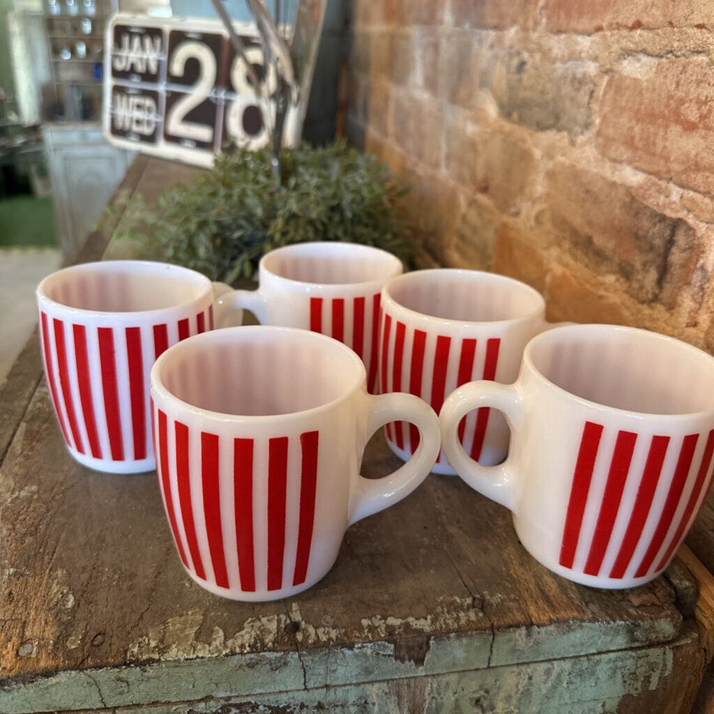 VINTAGE HAZEL ATLAS CANDY STRIPED MUGS