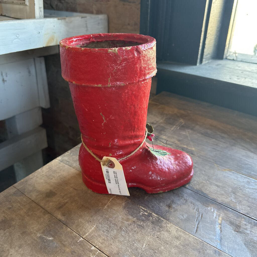 VINTAGE PAPER MACHE BOOT