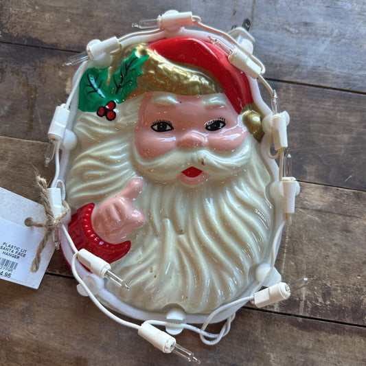 VINTAGE HANGING LIGHTED SANTA FACE