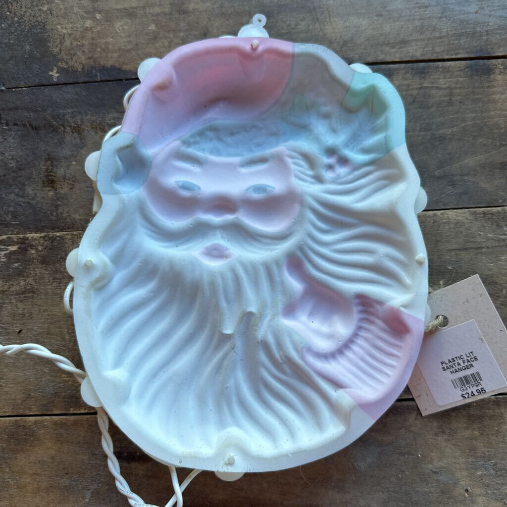 VINTAGE HANGING LIGHTED SANTA FACE