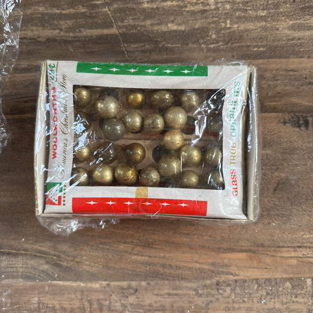 VINTAGE MINI GLASS ORNAMENTS IN BOX