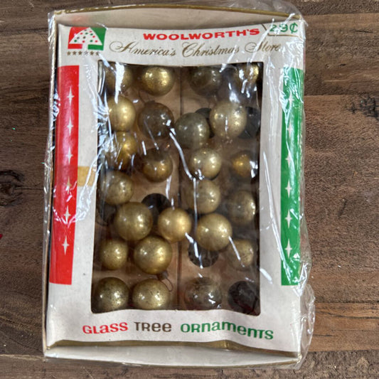 VINTAGE MINI GLASS ORNAMENTS IN BOX