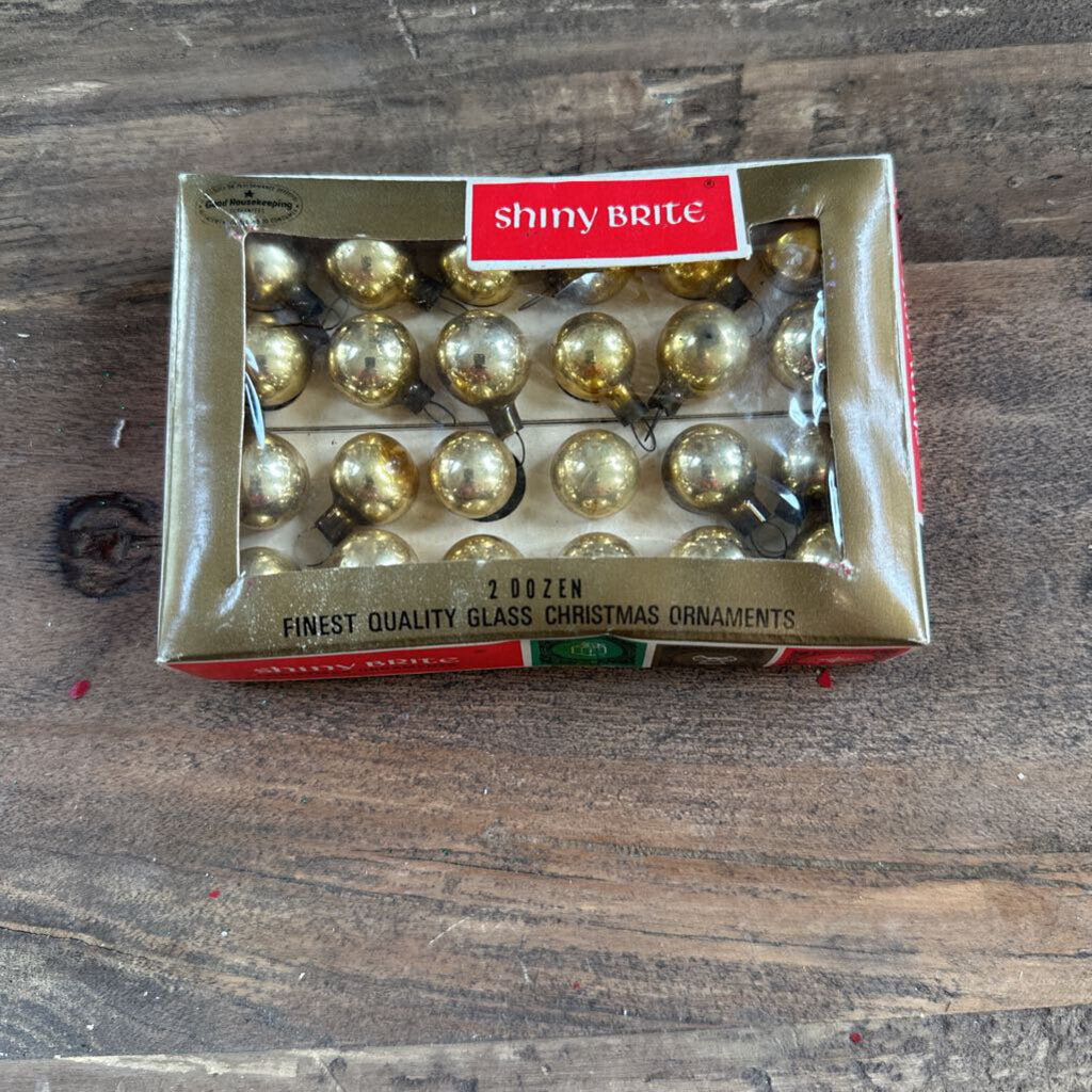 VINTAGE MINI SHINY BRITE ORNAMENTS IN BOX