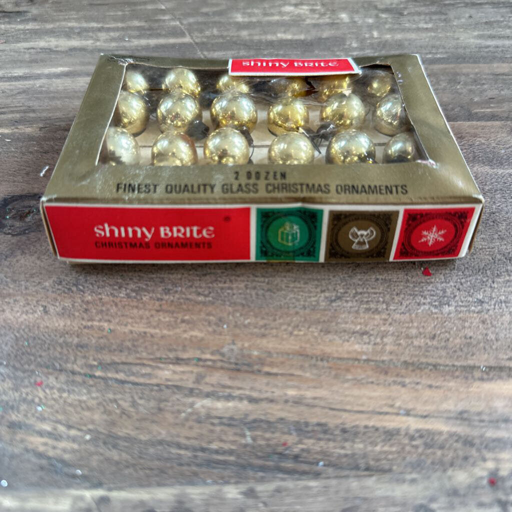 VINTAGE MINI SHINY BRITE ORNAMENTS IN BOX