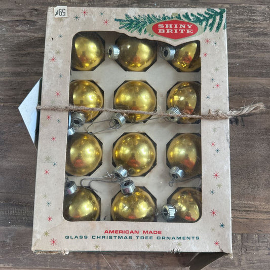VINTAGE SHINY BRITE ORNAMENTS IN BOX