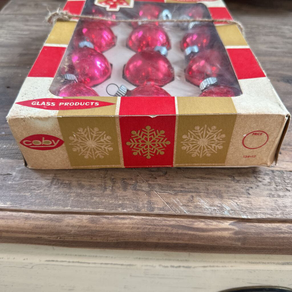 VINTAGE COBY SHINY BRITE ORNAMENTS IN BOX