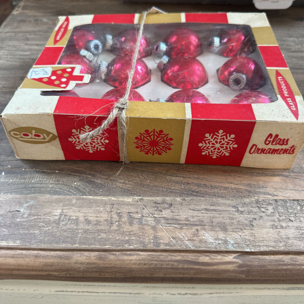 VINTAGE COBY SHINY BRITE ORNAMENTS IN BOX