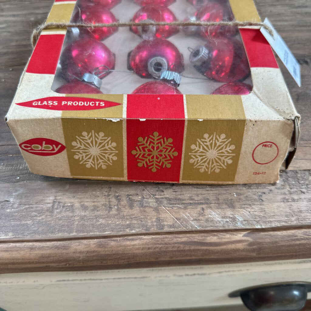 VINTAGE COBY SHINY BRITE ORNAMENTS IN BOX