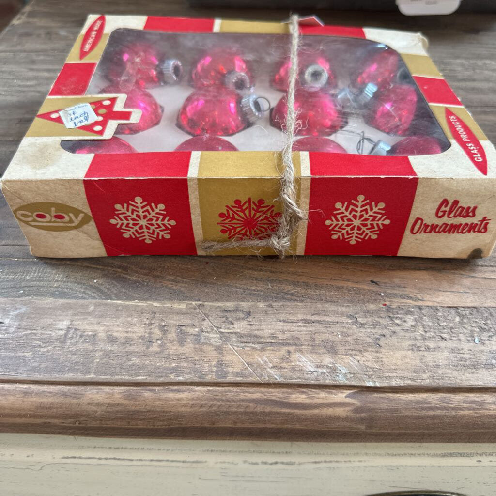 VINTAGE COBY SHINY BRITE ORNAMENTS IN BOX
