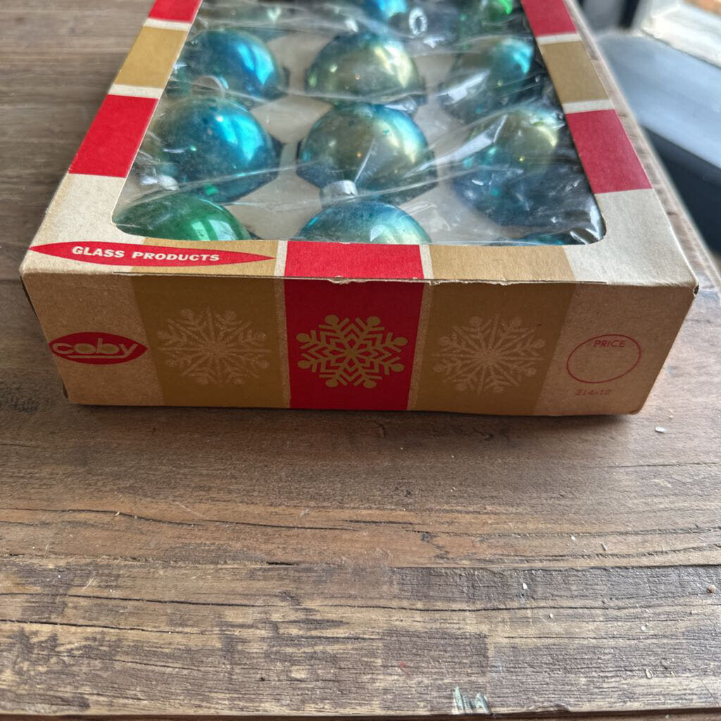 VINTAGE SHINY BRITE ORNAMENTS IN BOX