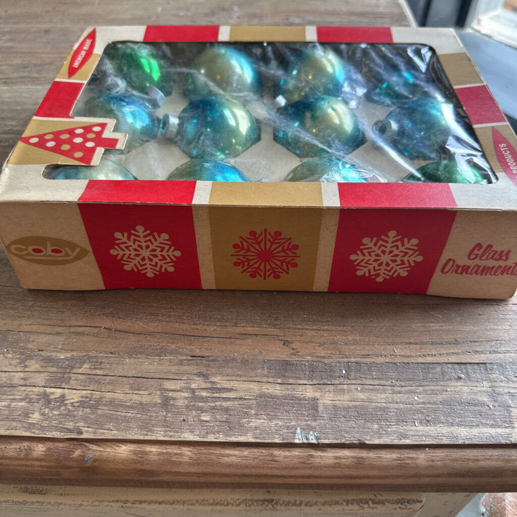 VINTAGE SHINY BRITE ORNAMENTS IN BOX
