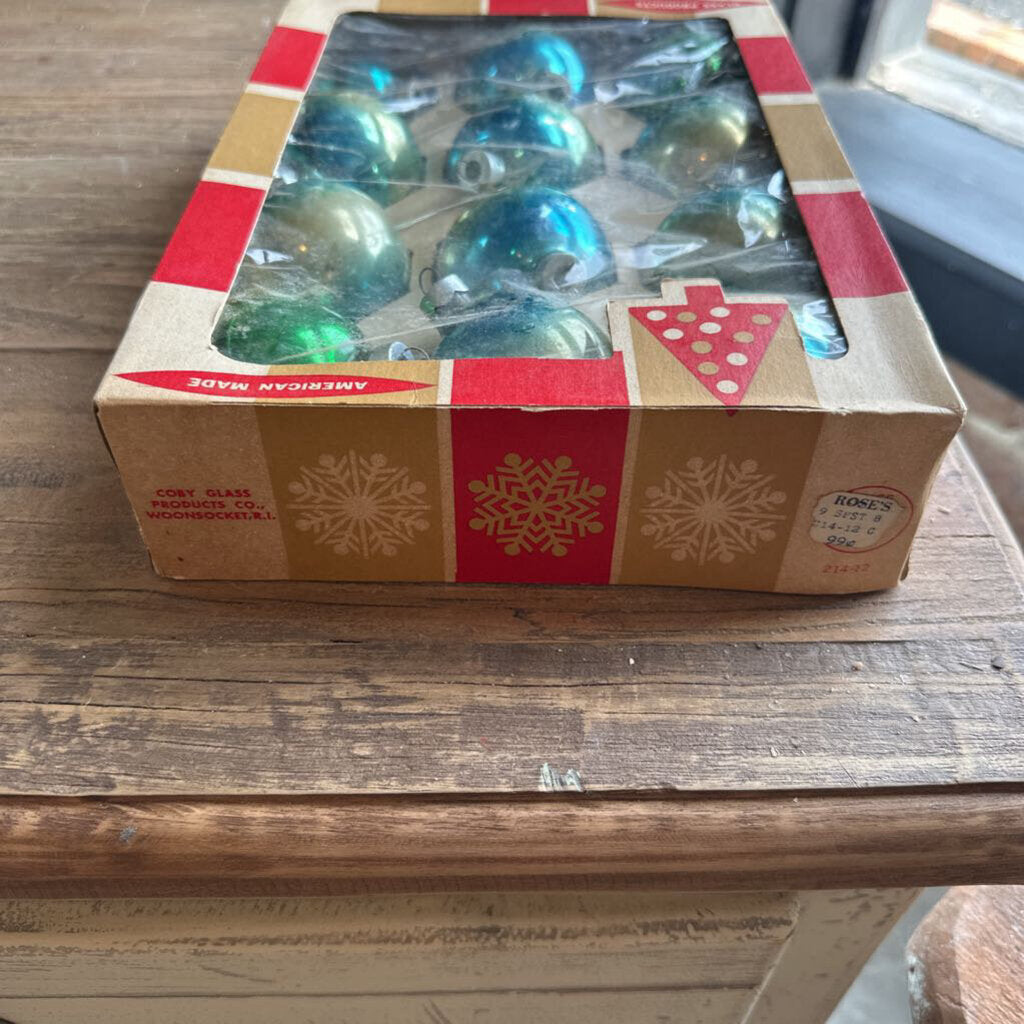 VINTAGE SHINY BRITE ORNAMENTS IN BOX