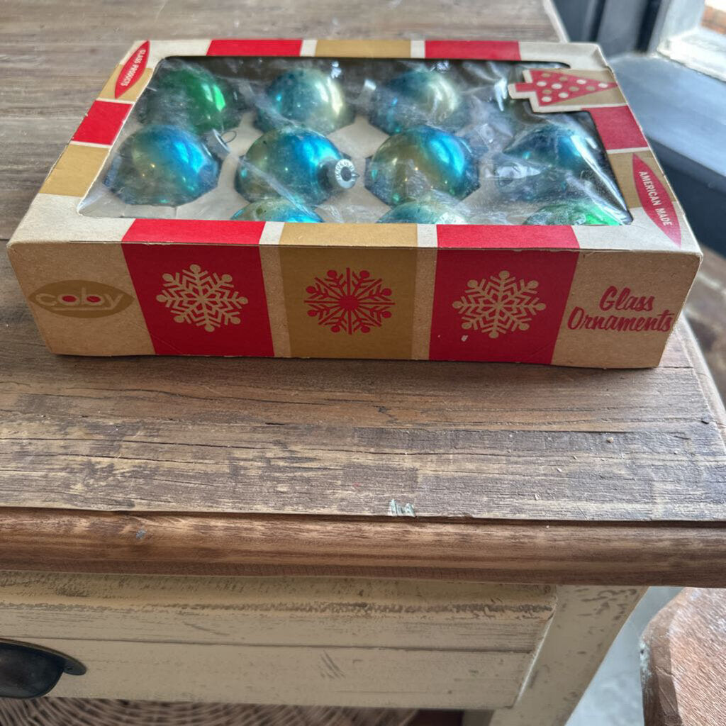 VINTAGE SHINY BRITE ORNAMENTS IN BOX