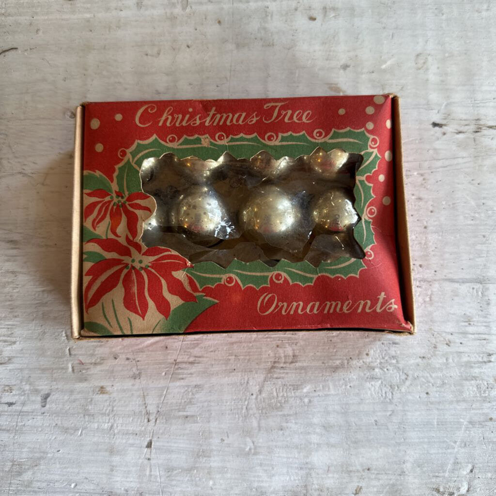 VINTAGE MINI SHINY BRITE ORNAMENTS IN BOX