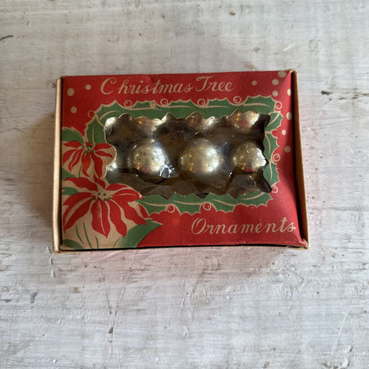VINTAGE MINI SHINY BRITE ORNAMENTS IN BOX