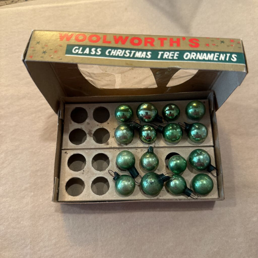 VINTAGE MINI SHINY BRITE ORNAMENTS IN BOX