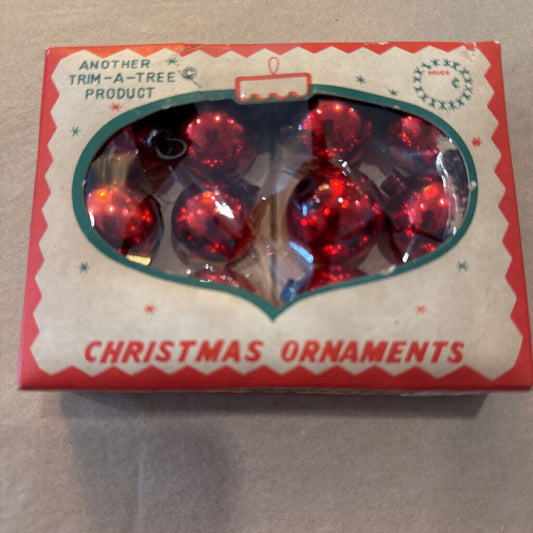 VINTAGE MINI SHINY BRITE ORNAMENTS IN BOX