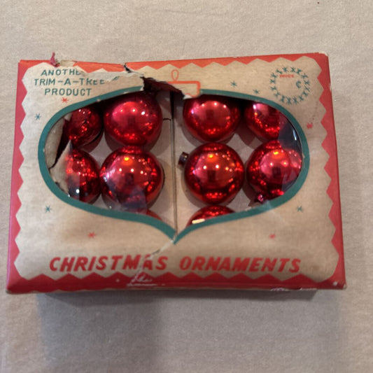 VINTAGE MINI SHINY BRITE ORNAMENTS IN BOX