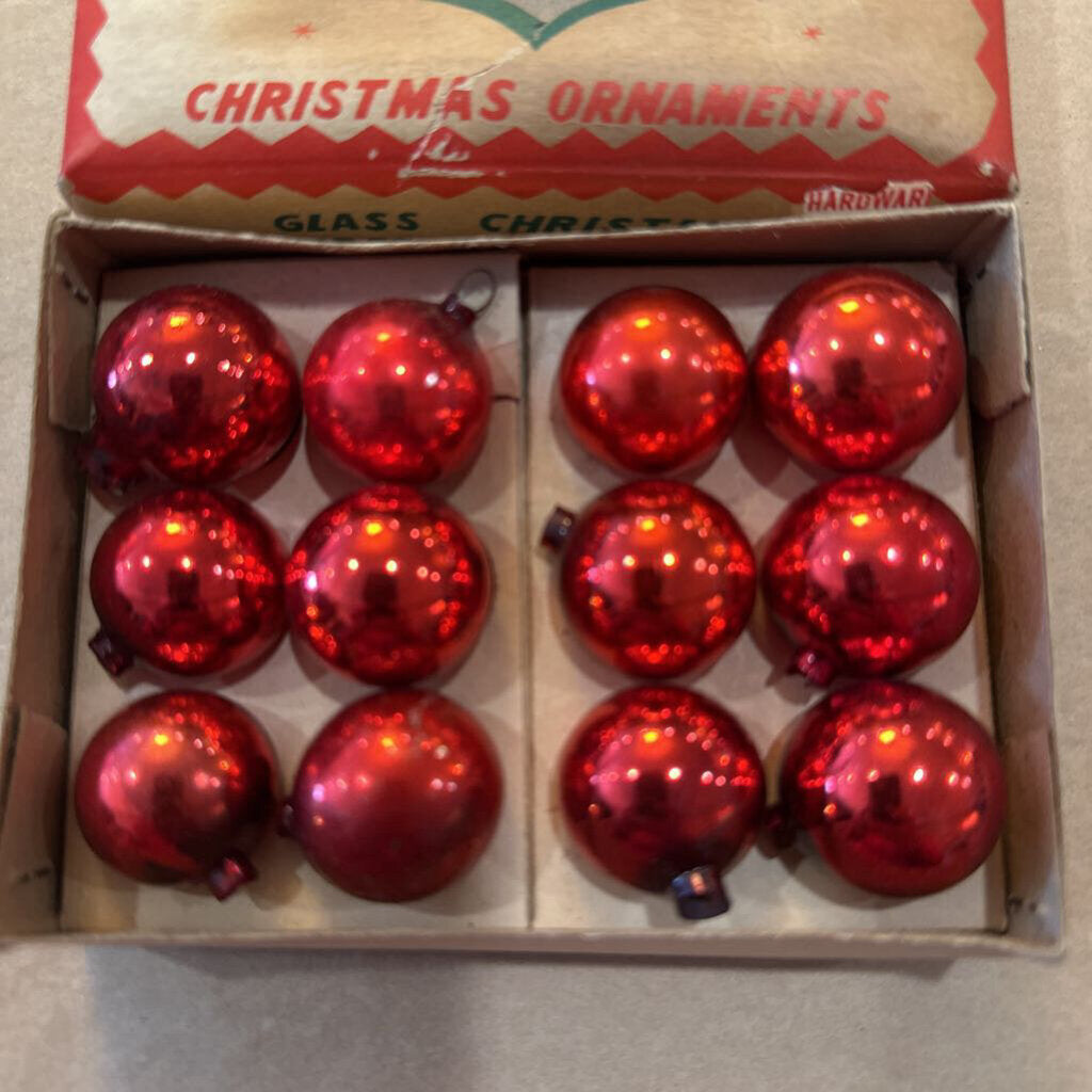 VINTAGE MINI SHINY BRITE ORNAMENTS IN BOX