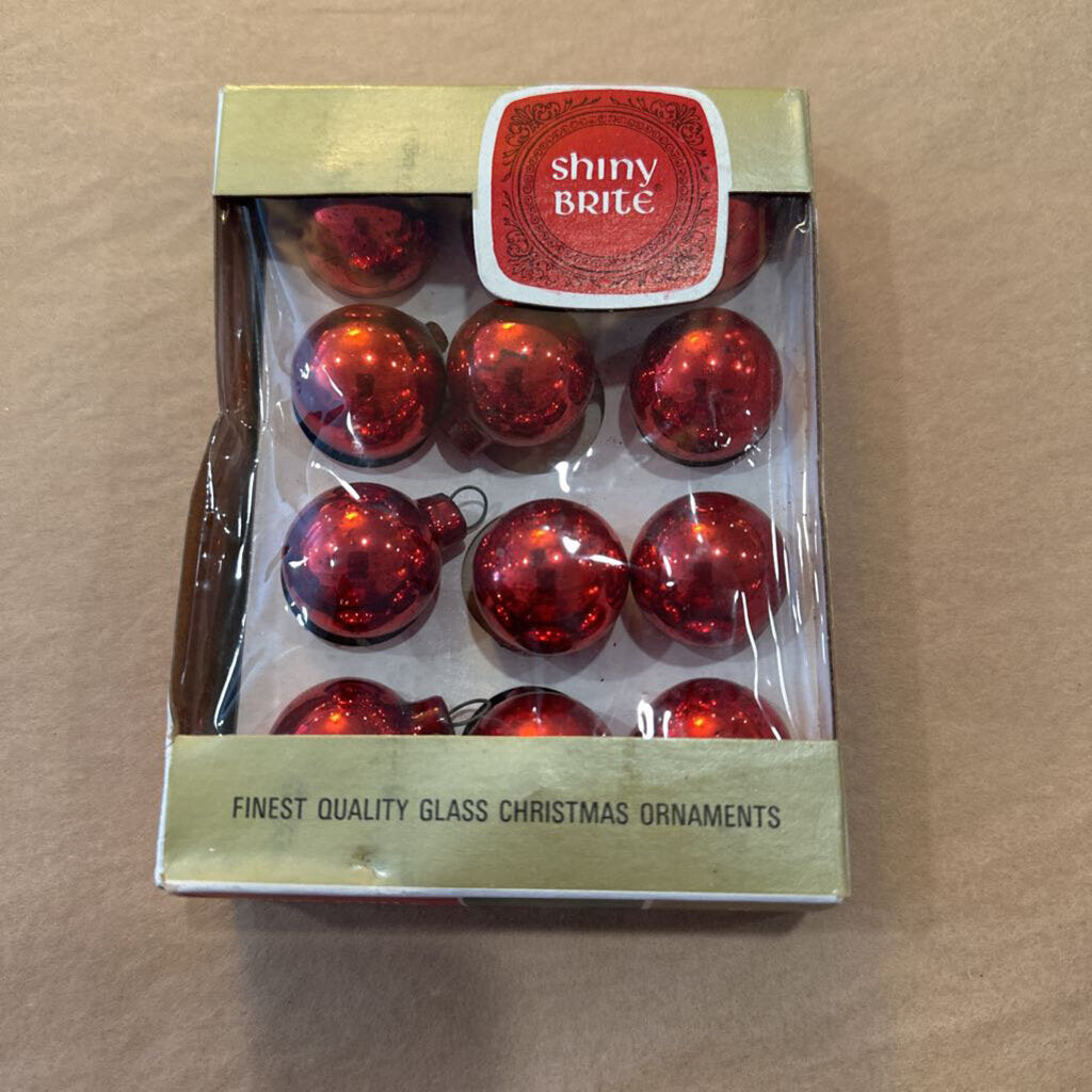 VINTAGE MINI SHINY BRITE ORNAMENTS IN BOX