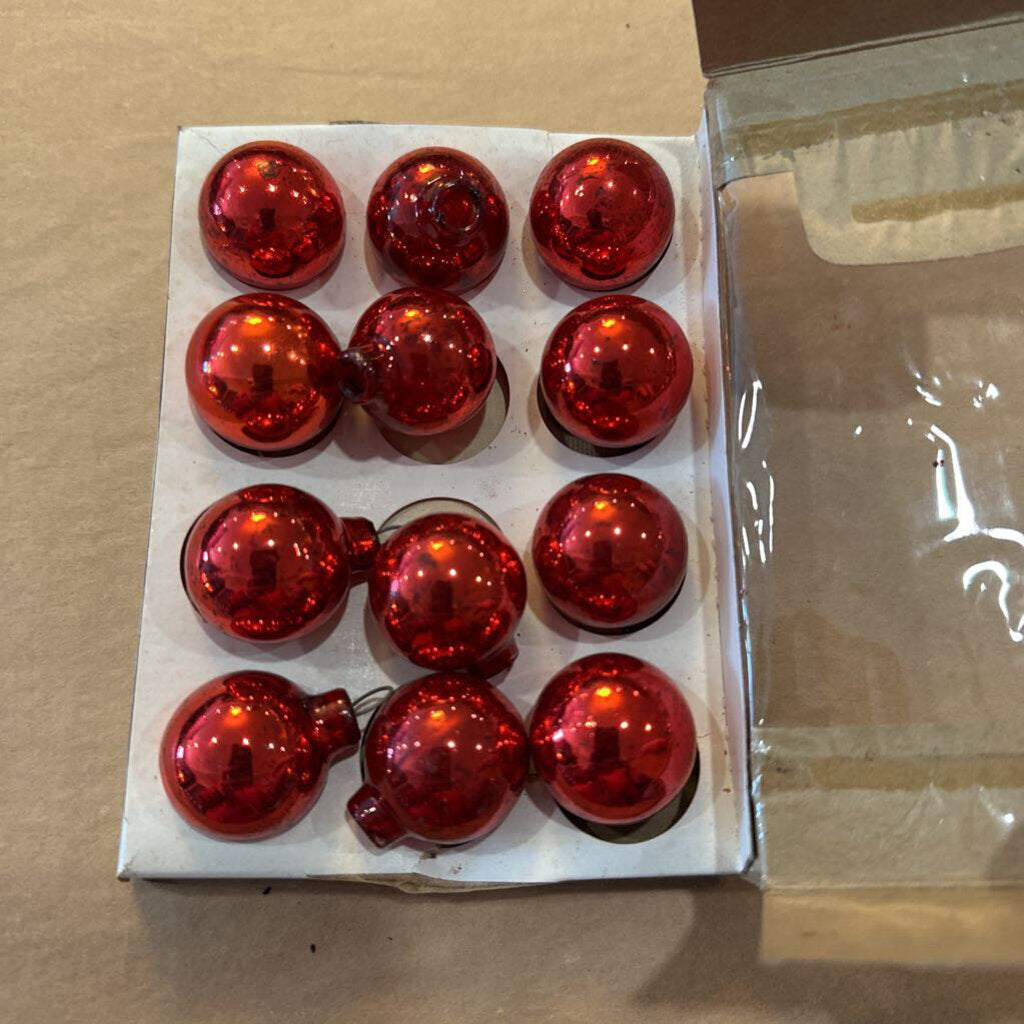 VINTAGE MINI SHINY BRITE ORNAMENTS IN BOX