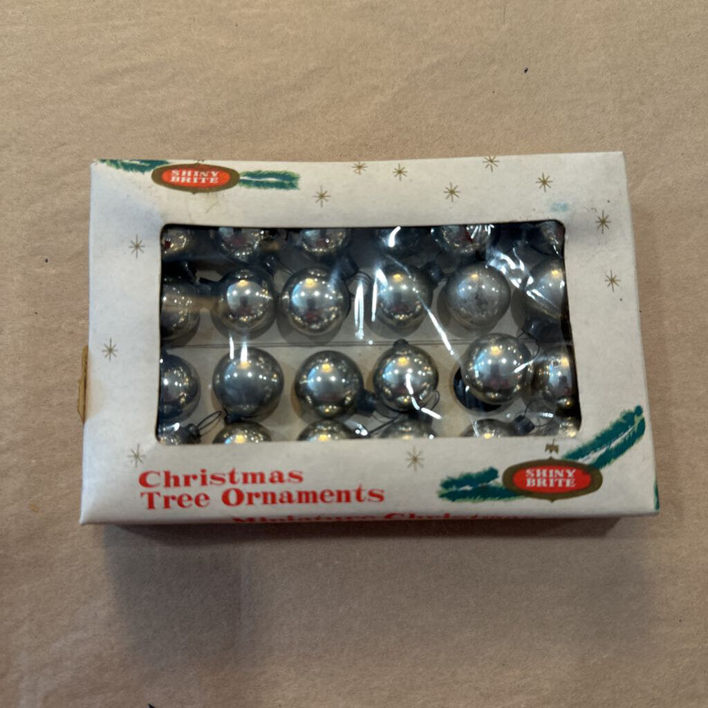 VINTAGE MINI SHINY BRITE ORNAMENTS IN BOX