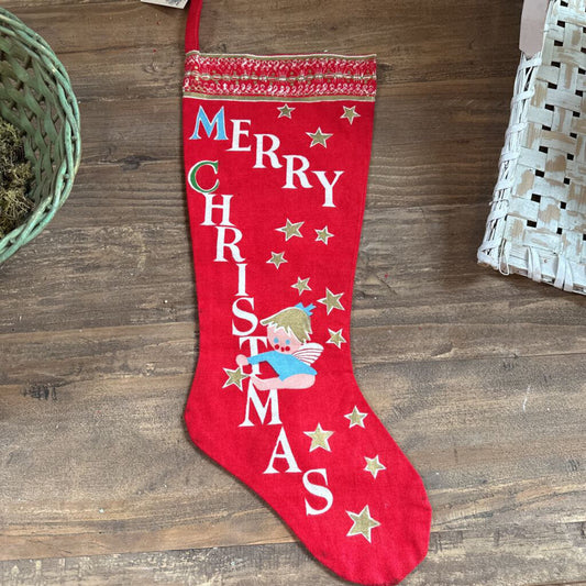 VINTAGE "MERRY CHRISTMAS" STOCKING