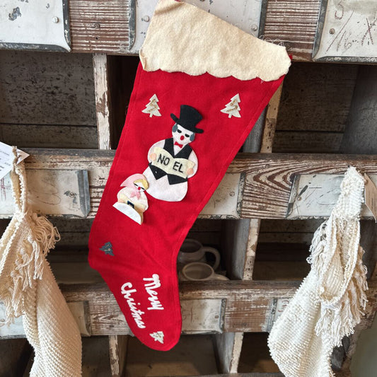 VINTAGE FELT STOCKING WITH SNOWMAN