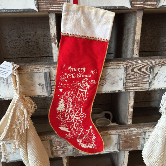 VINTAGE FELT STOCKING WITH STITCHED EDGES