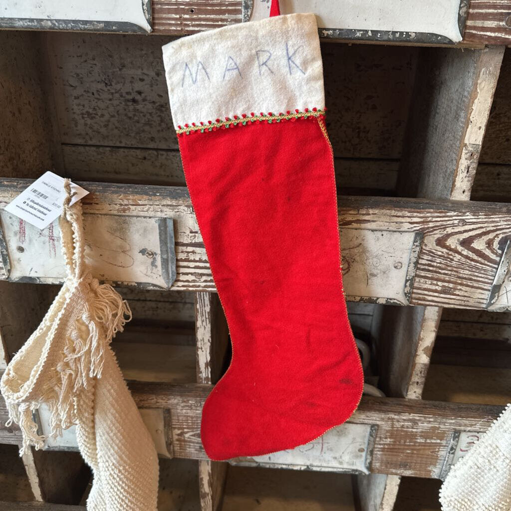 VINTAGE FELT STOCKING WITH STITCHED EDGES