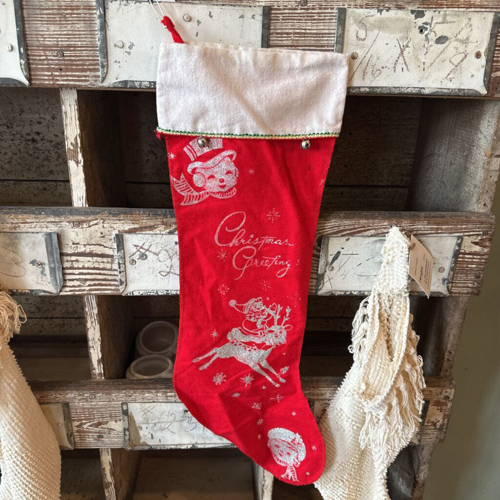 VINTAGE CLOTH STOCKING WITH GLITTER
