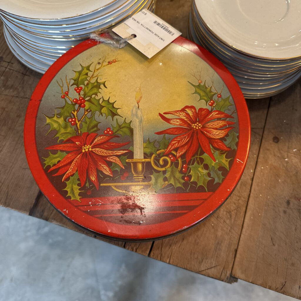 VINTAGE POINSETTIA TIN