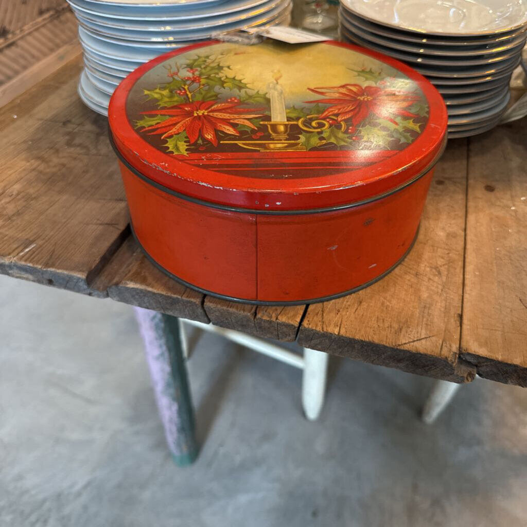 VINTAGE POINSETTIA TIN