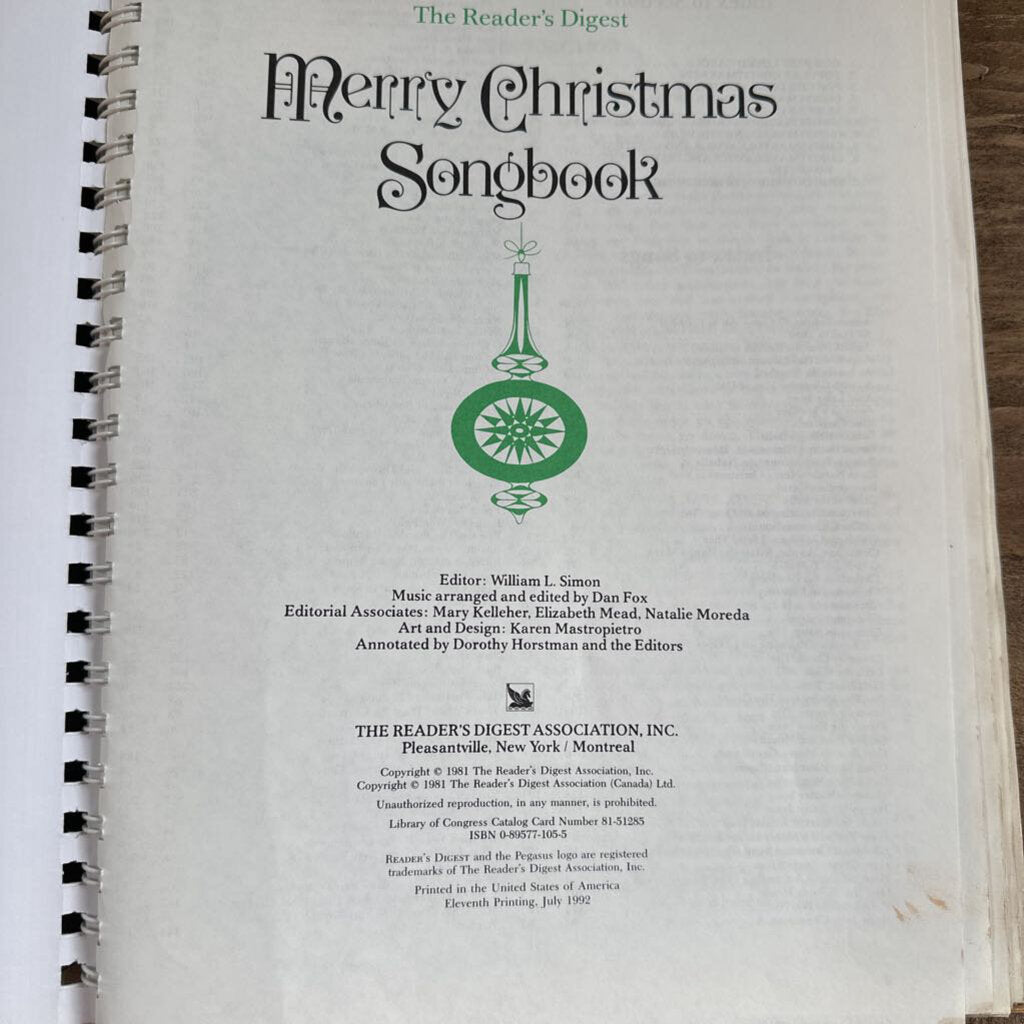 READER'S DIGEST MERRY CHRISTMAS SONGBOOK