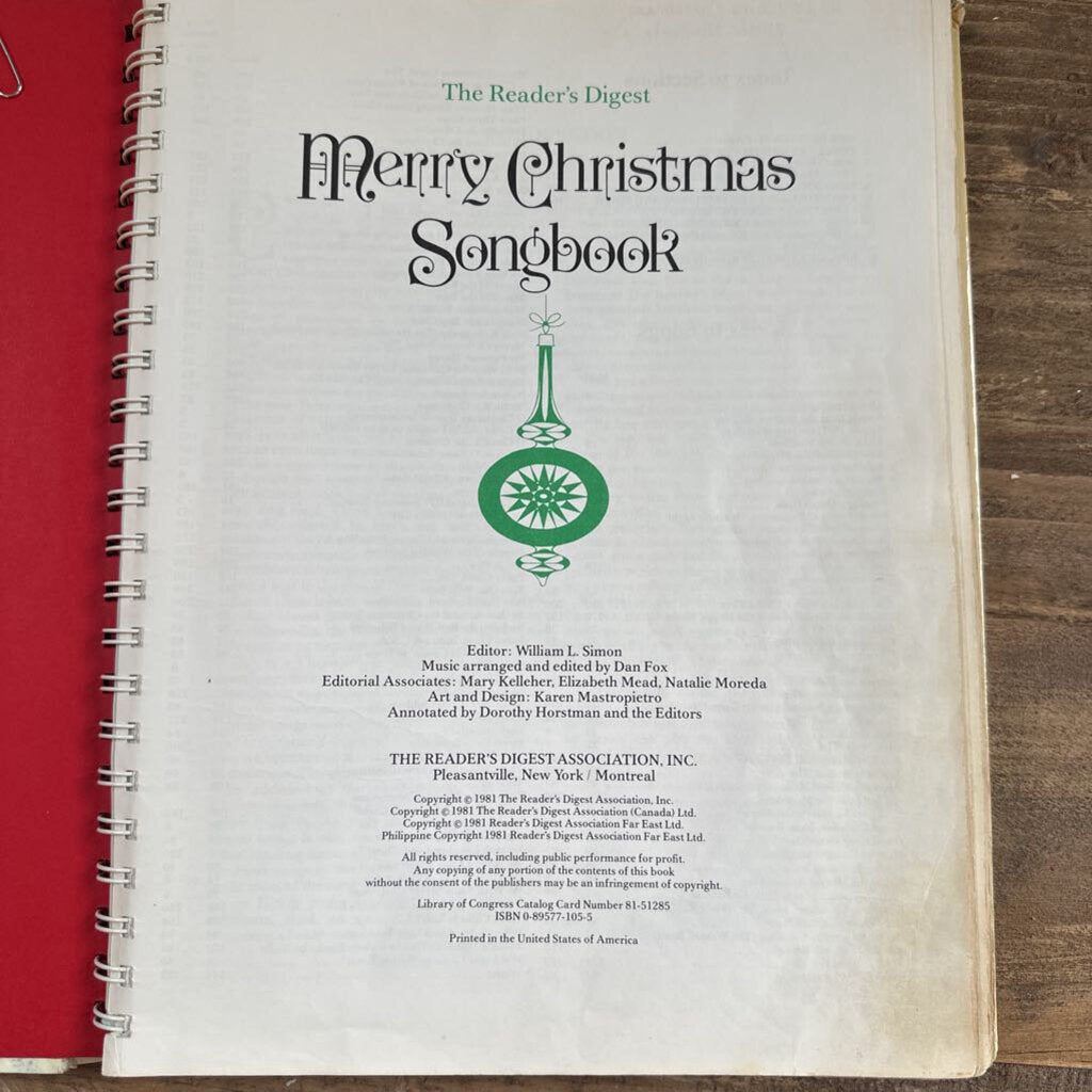READER'S DIGEST MERRY CHRISTMAS SONGBOOK