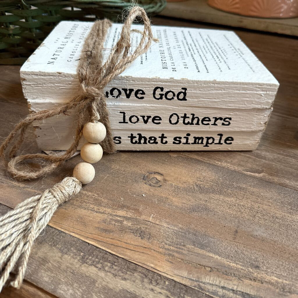 WOOD BLOCK FAUX BOOKS WITH SAYING