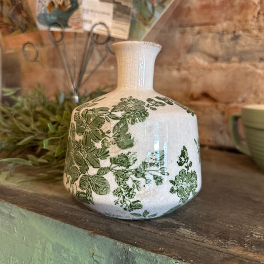 STONEWARE VASE WITH BOTANICALS