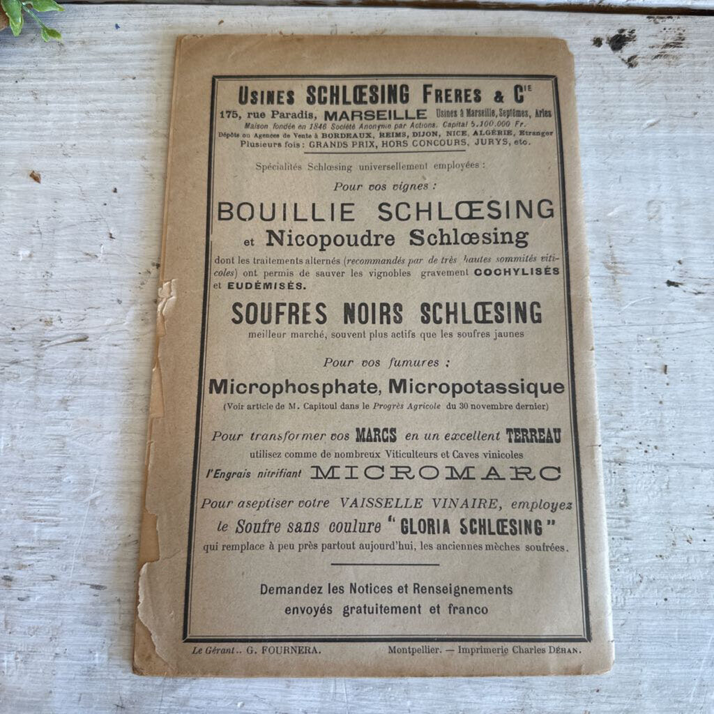 FRENCH AGRICULTURAL JOURNAL, "LE PROGRES AGRICOLE ET VITICOLE"