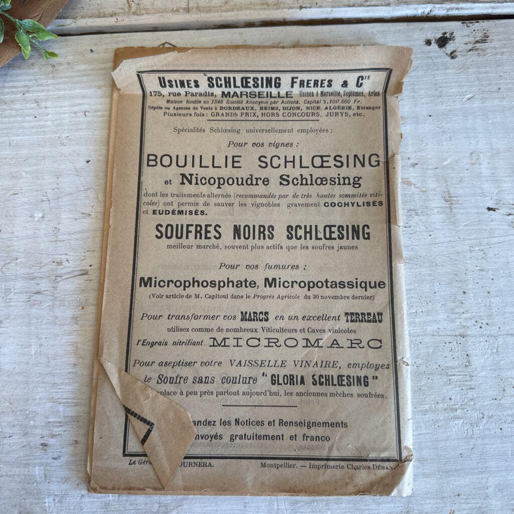 FRENCH AGRICULTURAL JOURNAL, "LE PROGRES AGRICOLE ET VITICOLE"