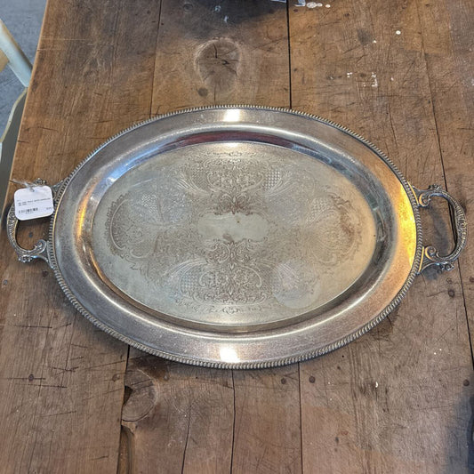 SILVER TRAY WITH HANDLES