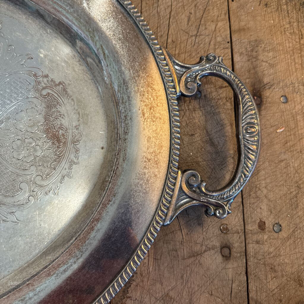 SILVER TRAY WITH HANDLES