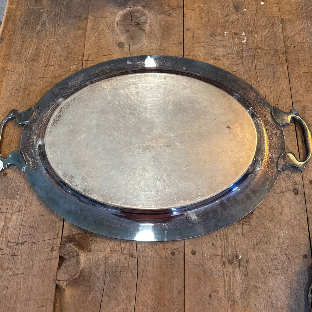 SILVER TRAY WITH HANDLES