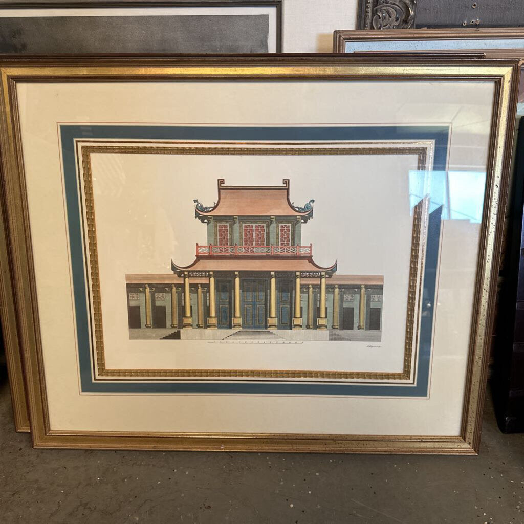 MID 20TH CENTURY FRAMED PRINT - CHINESE ARCHITECTURE