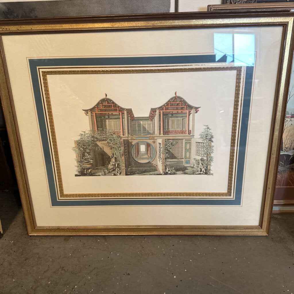 MID 20TH CENTURY FRAMED PRINT - CHINESE ARCHITECTURE