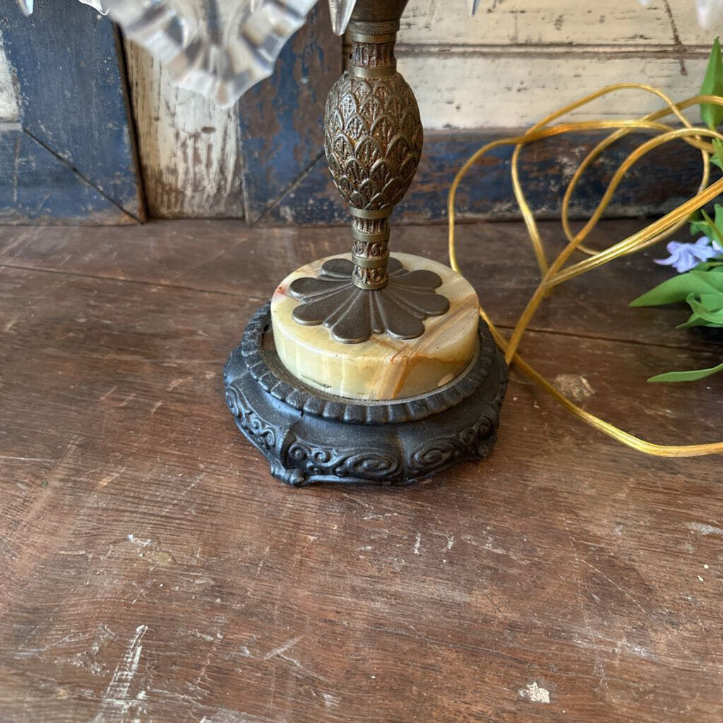 ANTIQUE 1900'S FRENCH CRYSTAL CHANDELIER LAMPS
